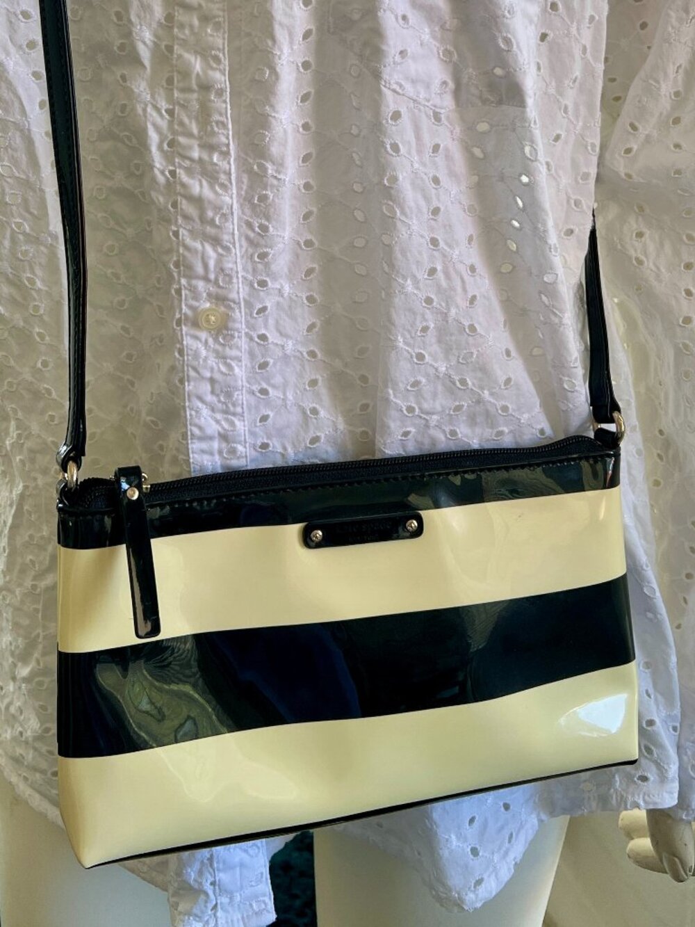 🖤 Kate Spade New York Penn Valley Amy Striped Crossbody 🤍 BLACK & CREAM